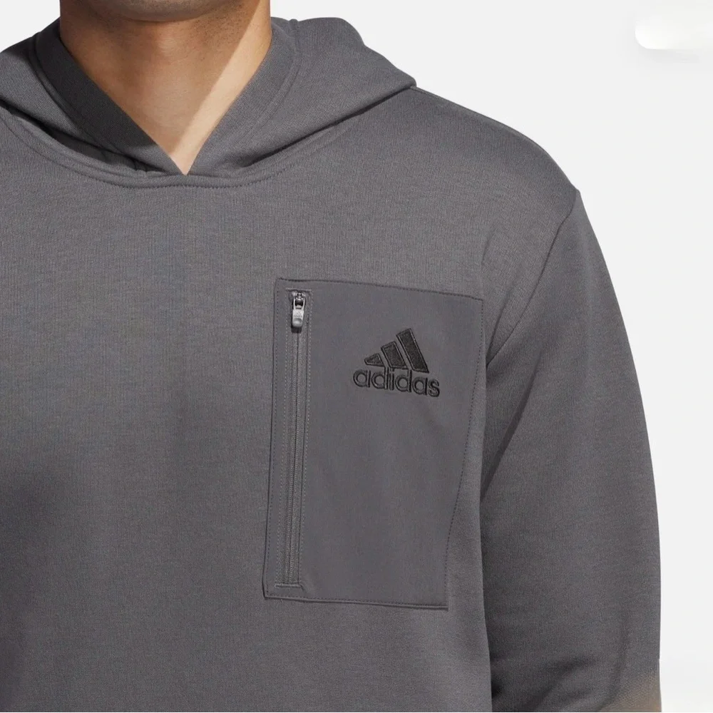 NWT Adidas men’s size medium gray hoodie with pockets.